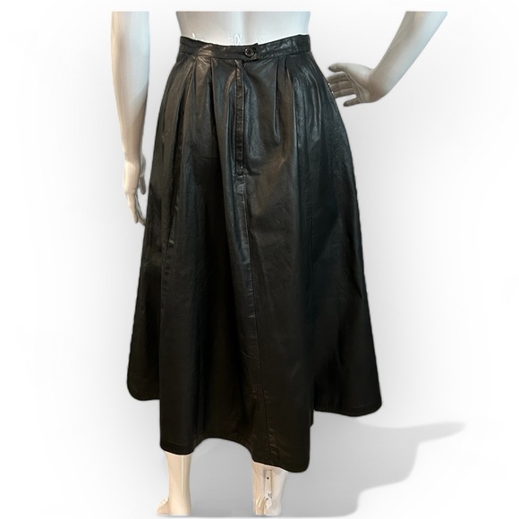 Vintage Leather Full Swing Midi Skirt - Picture 6 of 9